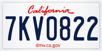 CA license plate 7KVO822