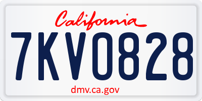CA license plate 7KVO828