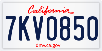 CA license plate 7KVO850