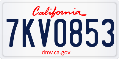 CA license plate 7KVO853