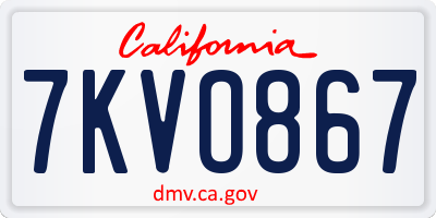 CA license plate 7KVO867