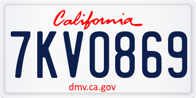 CA license plate 7KVO869