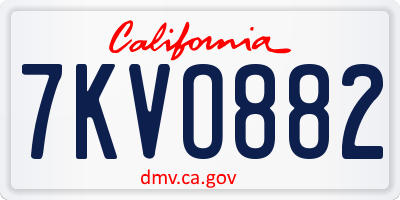 CA license plate 7KVO882
