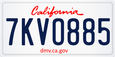 CA license plate 7KVO885