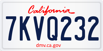 CA license plate 7KVQ232