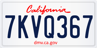 CA license plate 7KVQ367