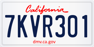 CA license plate 7KVR301