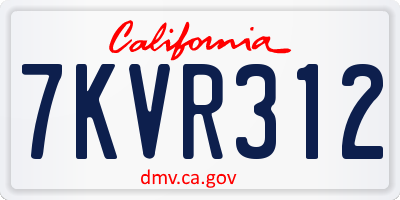 CA license plate 7KVR312