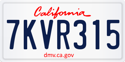 CA license plate 7KVR315