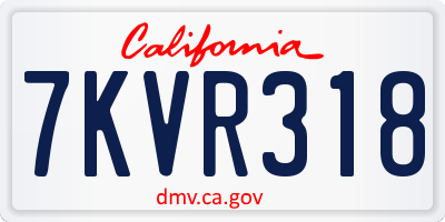 CA license plate 7KVR318