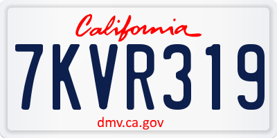 CA license plate 7KVR319
