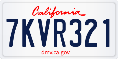 CA license plate 7KVR321