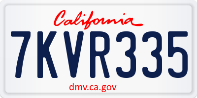 CA license plate 7KVR335