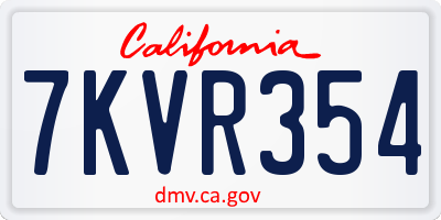CA license plate 7KVR354