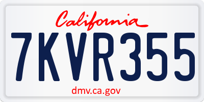 CA license plate 7KVR355