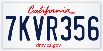 CA license plate 7KVR356