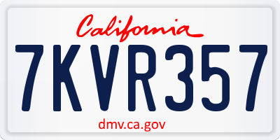 CA license plate 7KVR357