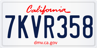 CA license plate 7KVR358