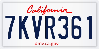 CA license plate 7KVR361