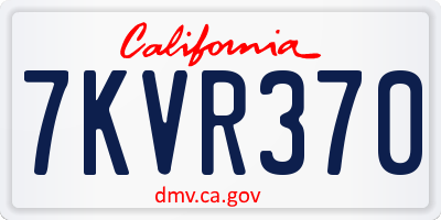 CA license plate 7KVR370