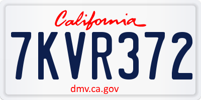CA license plate 7KVR372