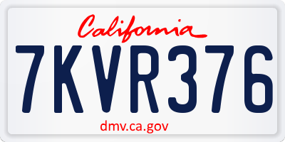 CA license plate 7KVR376