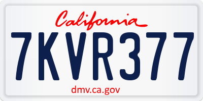 CA license plate 7KVR377