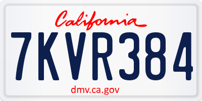 CA license plate 7KVR384