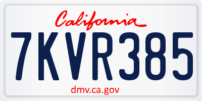 CA license plate 7KVR385