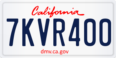 CA license plate 7KVR400