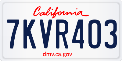 CA license plate 7KVR403