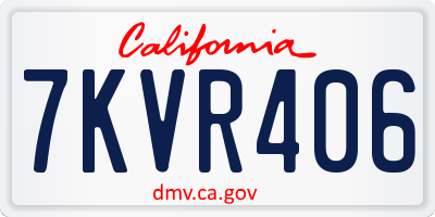 CA license plate 7KVR406