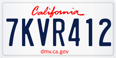 CA license plate 7KVR412