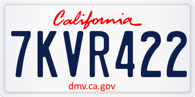 CA license plate 7KVR422