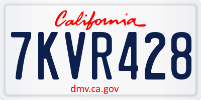 CA license plate 7KVR428