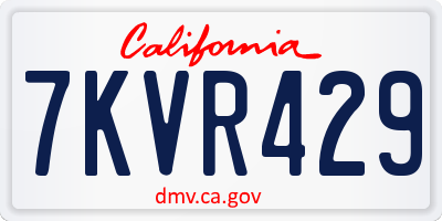 CA license plate 7KVR429