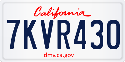 CA license plate 7KVR430