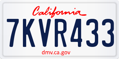 CA license plate 7KVR433