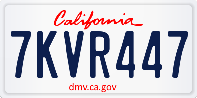 CA license plate 7KVR447