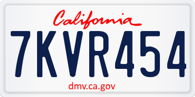 CA license plate 7KVR454