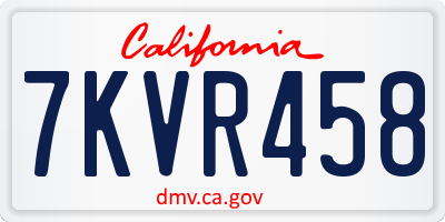 CA license plate 7KVR458