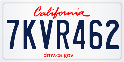 CA license plate 7KVR462