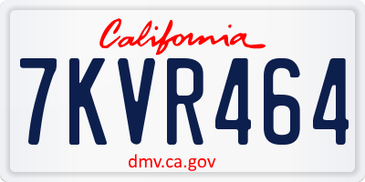 CA license plate 7KVR464
