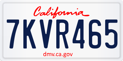 CA license plate 7KVR465