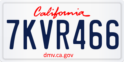 CA license plate 7KVR466