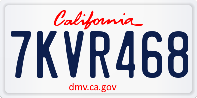 CA license plate 7KVR468