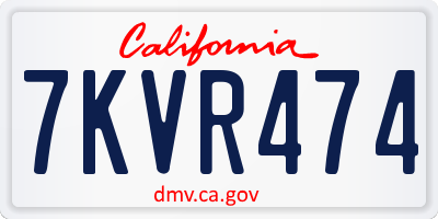 CA license plate 7KVR474