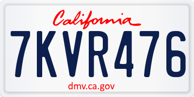 CA license plate 7KVR476