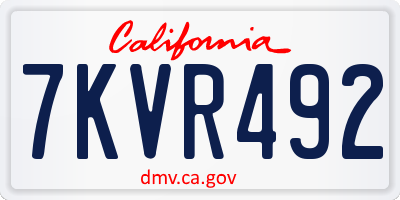 CA license plate 7KVR492