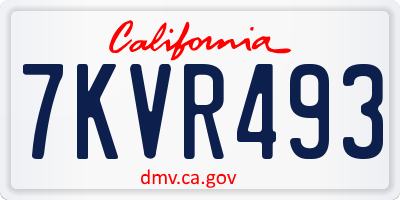 CA license plate 7KVR493